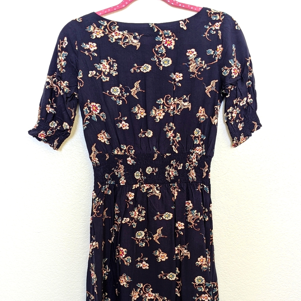 Bombay Paisley Navy Cinch-Waist Floral Sundress